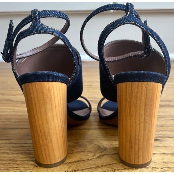 Tabitha Simmons Stevie Denim Block Heel Ankle Wrap Sandal Size 37 - Picture 5 of 12